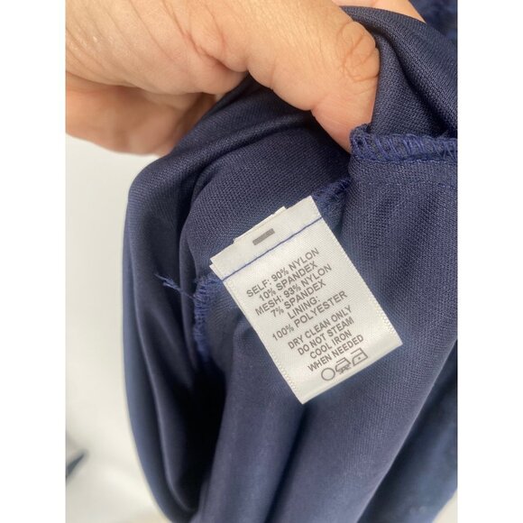 Kiyonna Dress Womens Size 2X CINCH WAIST Blue Floral Lace Half Sleeve Boat Neck - Picture 7 of 7